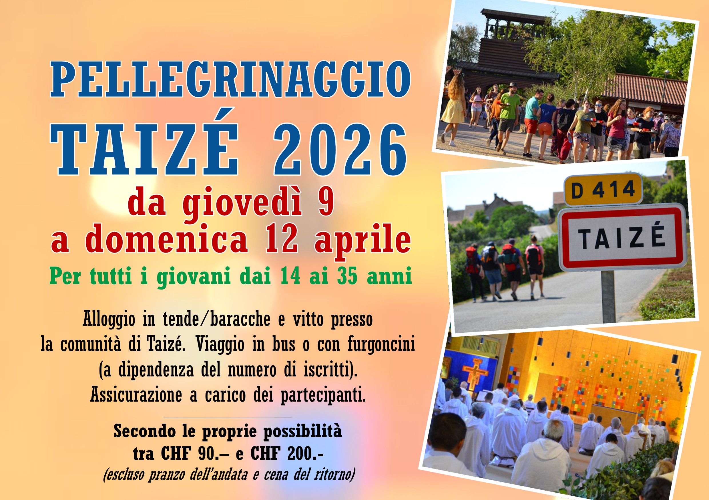 Pellegrinaggio a Taizé - 9 - 12 aprile 2026 (vacanze di Pasqua)